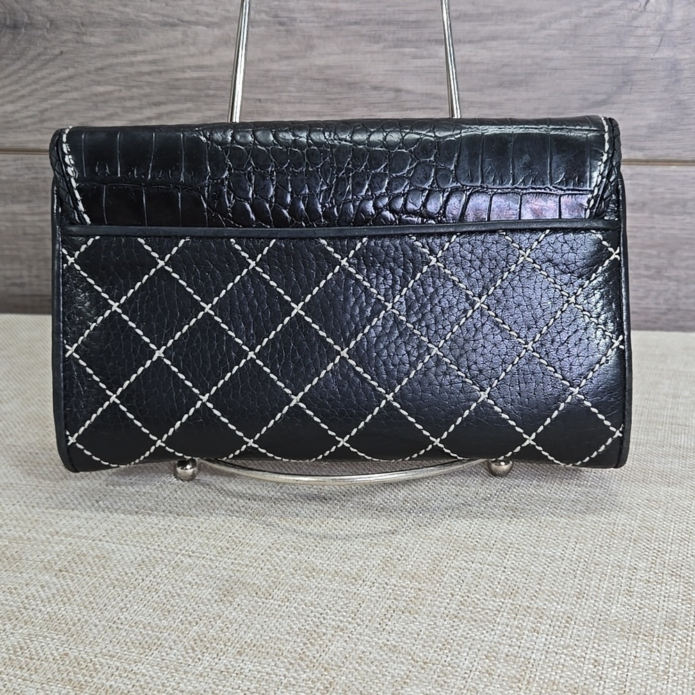 Brighton Black Croc-Embossed Quilted Leather Clutch Wallet - Picture 3 of 11
